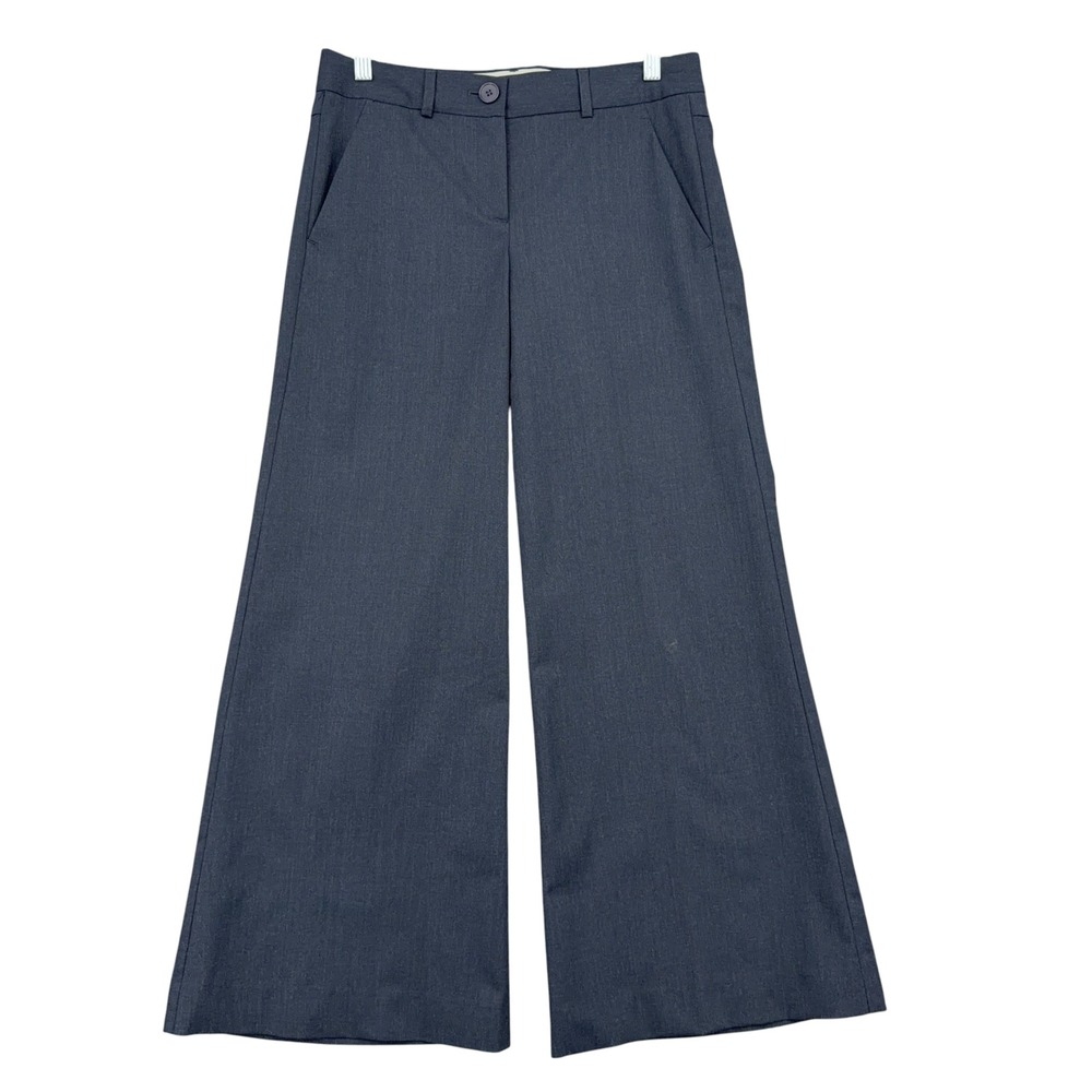 Theory Wide Leg Trousers Women 4 Wool Blend Charcoal Gray